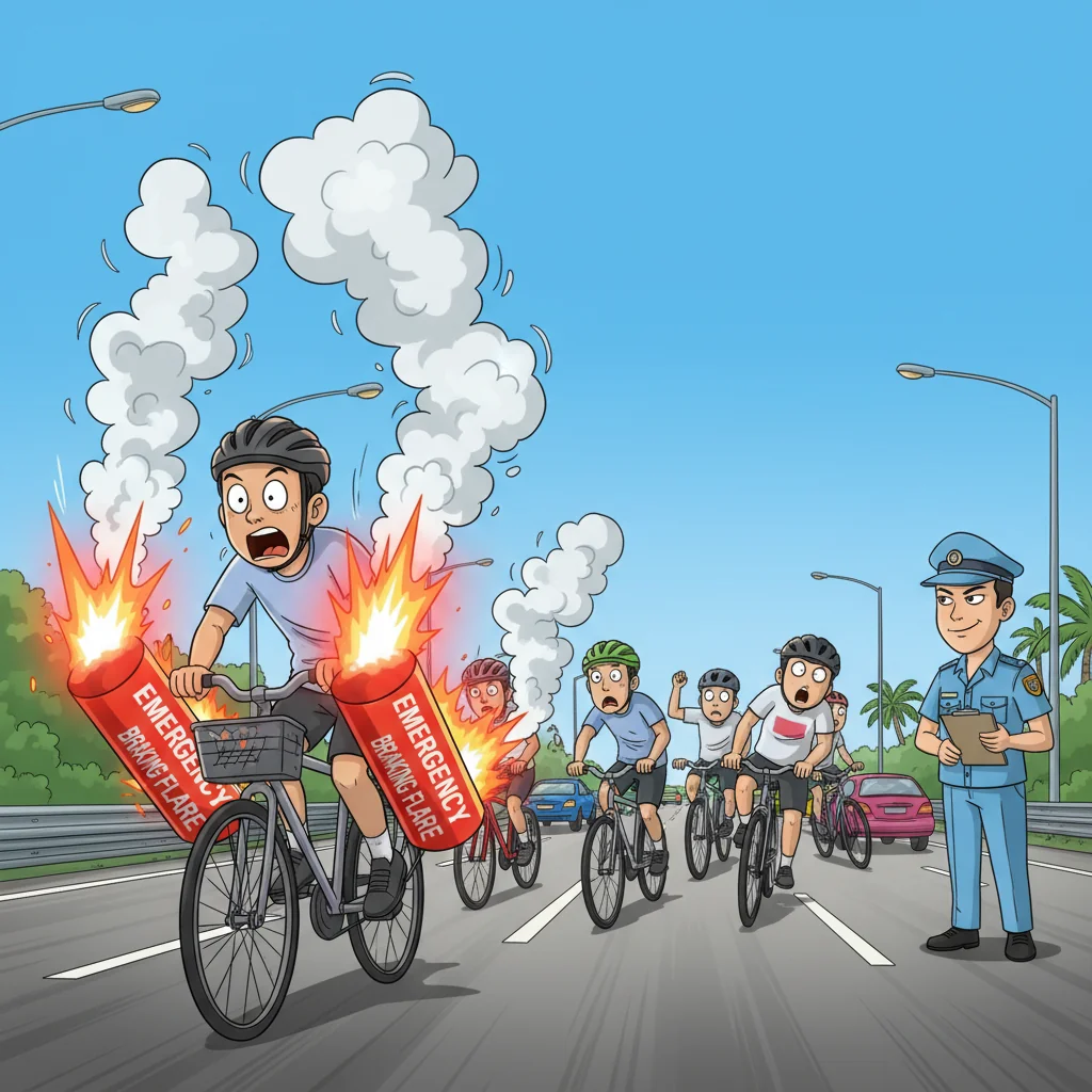 Singapore Mandates Express Lane Cyclists Must Carry Emergency Flares