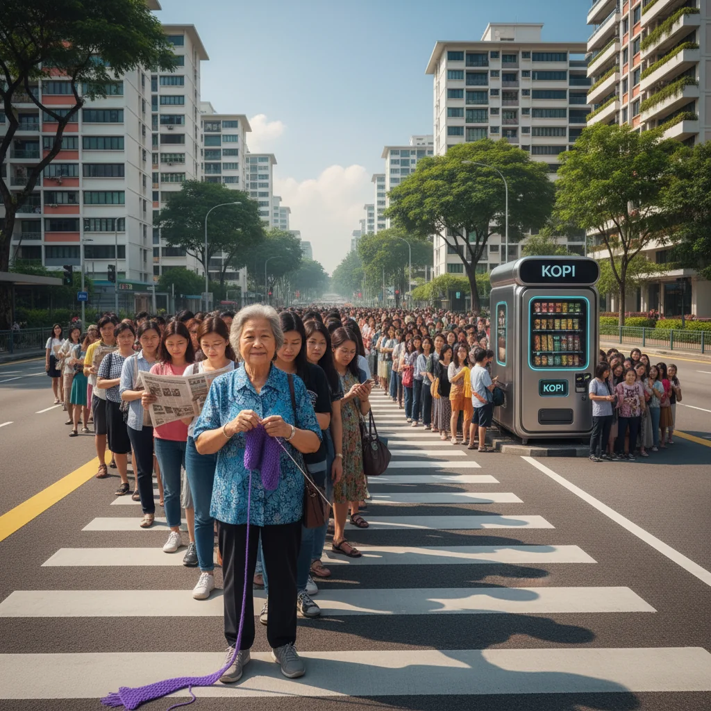 Singapore Pedestrians Now Training for Decathlon While Waiting to Cross Road