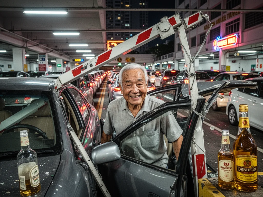 Elderly Sinkie Drives Into Gantry, Unlocks ‘Infinite Patience’ Achievement.