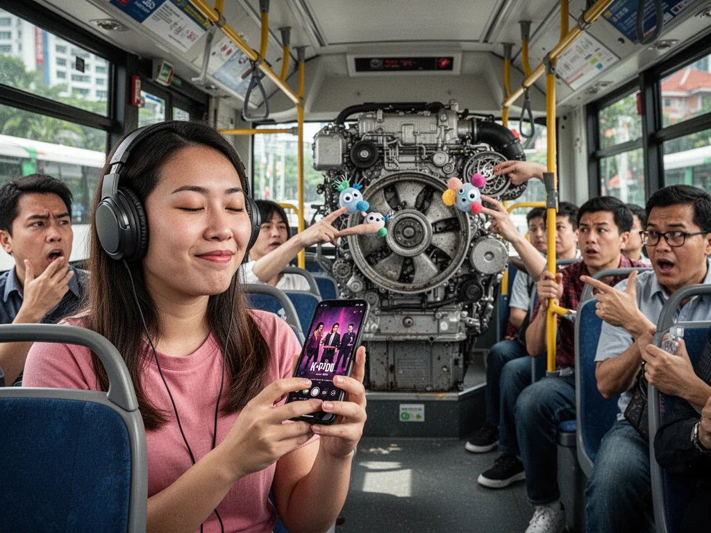 Sinkie Genius Demands Bus Company Quiet Engine, Not Her Phone.