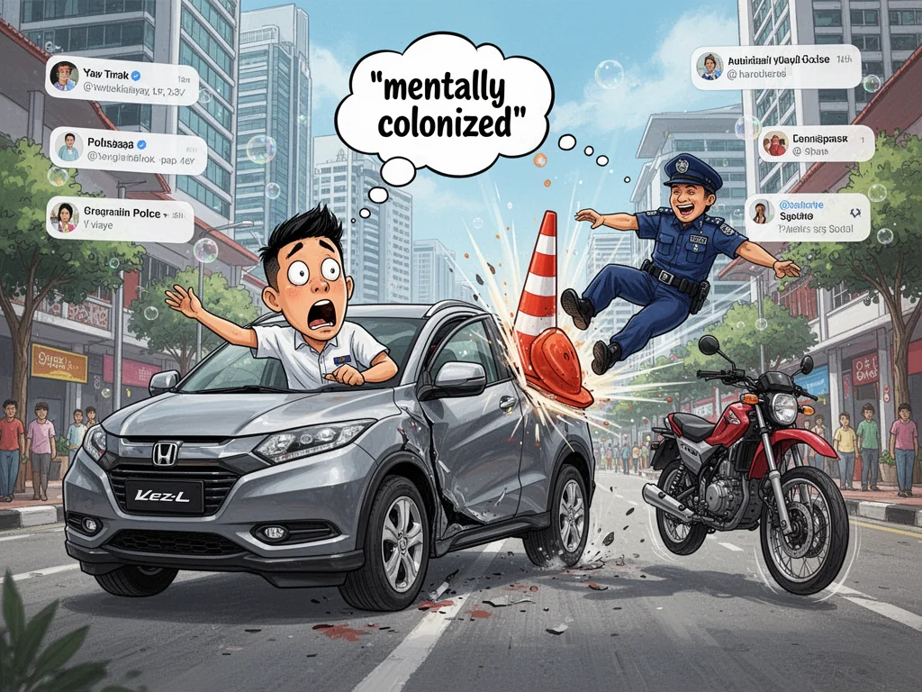 Singaporean Driver Tests If Auxiliary Police Bounce Better Than Real Police