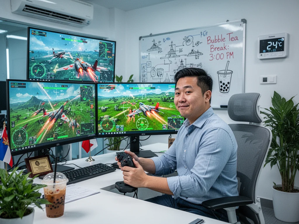 Elite Sinkie Pilot Reshapes Warfare By Defending Nation From Air-Conditioned Office