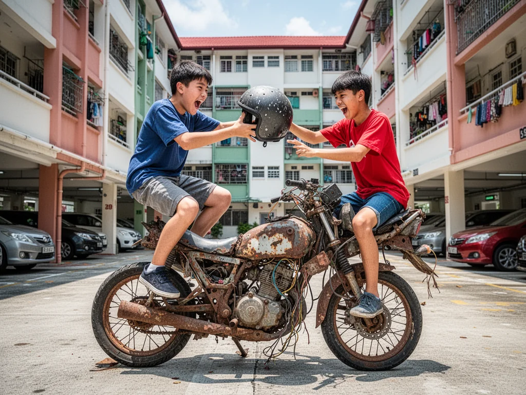 Resourceful Sinkies Combat High COE By Sharing One Illegal Scrap Motorcycle