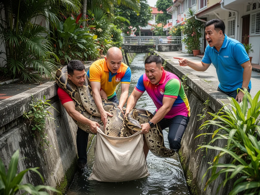 Singapore Python Rescued From Peaceful Life By Handsy NParks Interns