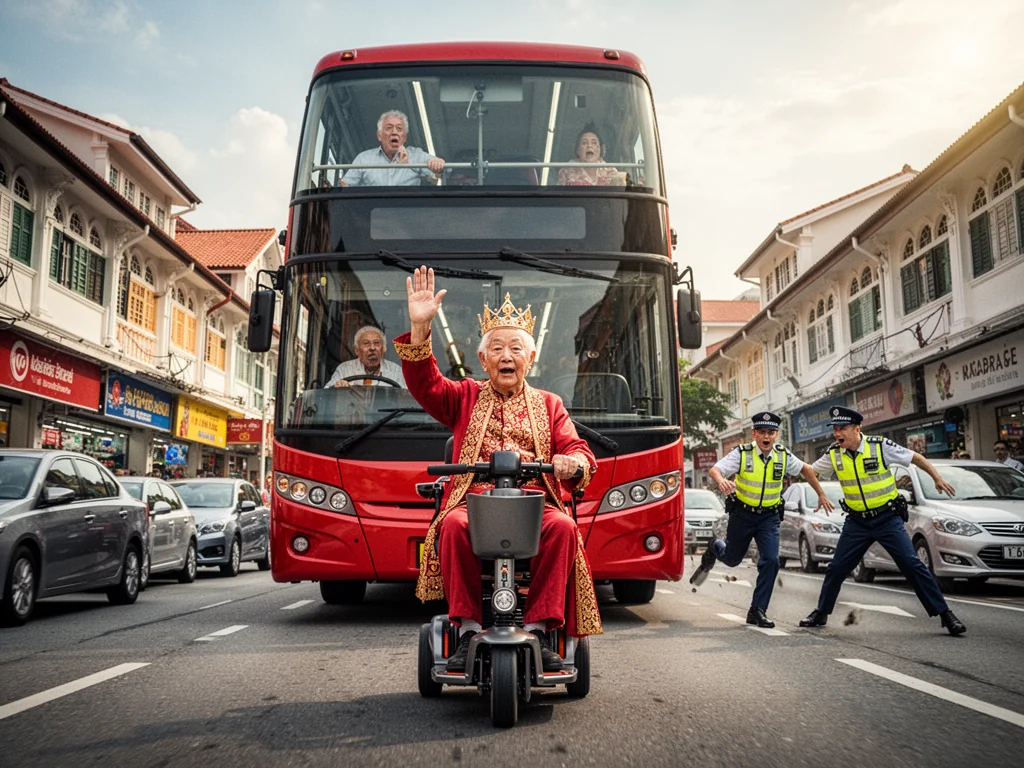 Sinkie PMA Rider Successfully Asserts Dominance Over Double-Decker Bus