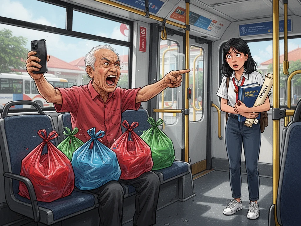 Sinkie Uncle Defeats Woman’s Master’s Degree Using Advanced Bag-Sitting