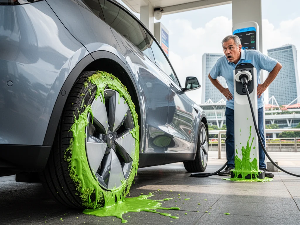 Singapore EV Chargers Now Forcibly Gifting Green Paint To Sinkies