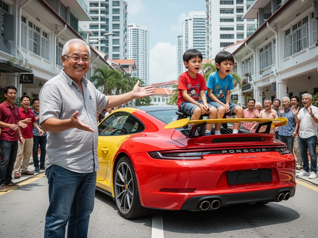 Rich Fuck Uses His Own Children As Human Porsche Spoilers