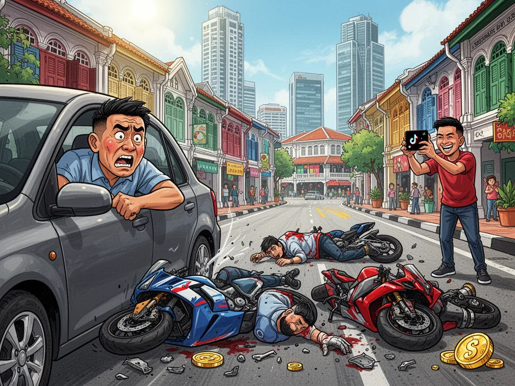 Clarke Quay Driver Disappointed Motorcyclists Didn’t Drop Any Loot