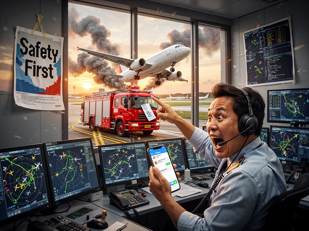 ATC Clears Plane To Land On Fire Truck For Efficiency
