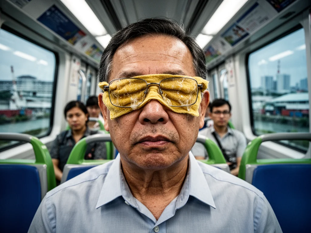 Man Uses Snot-Rag To Blindfold Himself From Singaporean Reality