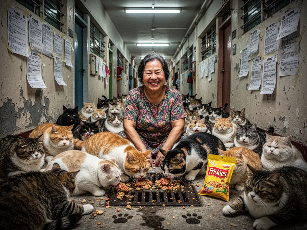 Sinkie Auntie Single-handedly Crashes Property Prices With Communal Cat Buffets